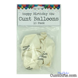 10 Happy Birthday You Cunt Balloons Packaging White