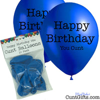 10 Happy Birthday You Cunt Balloons and Packaging Blue
