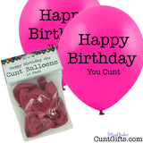 10 Happy Birthday You Cunt Balloons and Packaging Pink