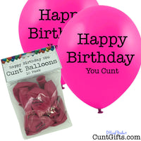 10 Happy Birthday You Cunt Balloons and Packaging Pink