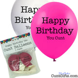 Happy Birthday You Cunt - Balloons - Pink & White - 5