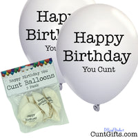 5 Happy Birthday You Cunt Balloons and Packaging White