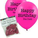 5 Happy Birthday You Cunt Balloons and Packaging Pink