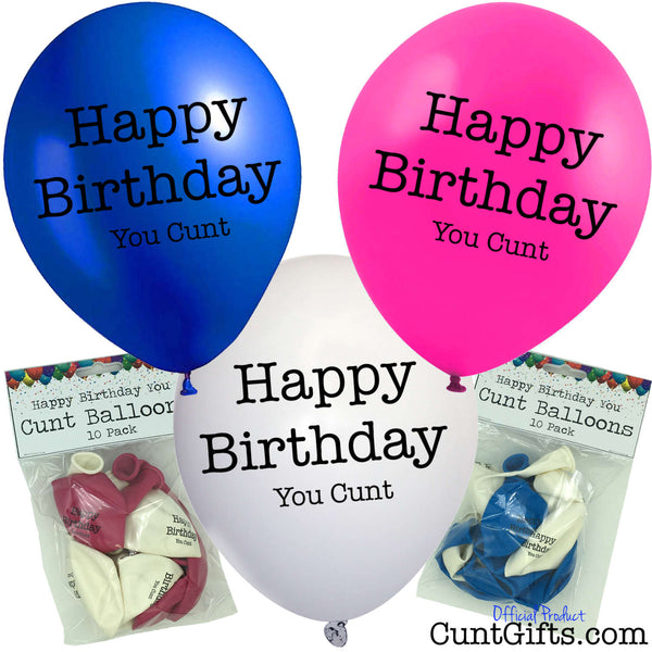 Happy Birthday You Cunt Balloons and Packaging