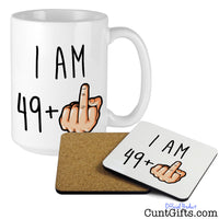 I am any age + Fuck You Mug and Drink Coaster