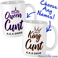 King and Queen Cunt Personalised Mug set