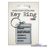 Monday Mornings and Cunts - Key Ring in Packaging