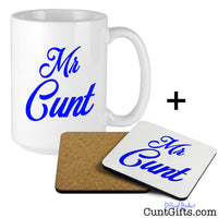Mr Cunt Mug and Wooden Drinks Coaster