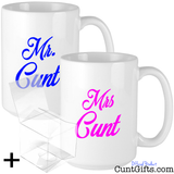 "Mr. & Mrs. Cunt" - Mug TWINPACK with Clear Gift Box