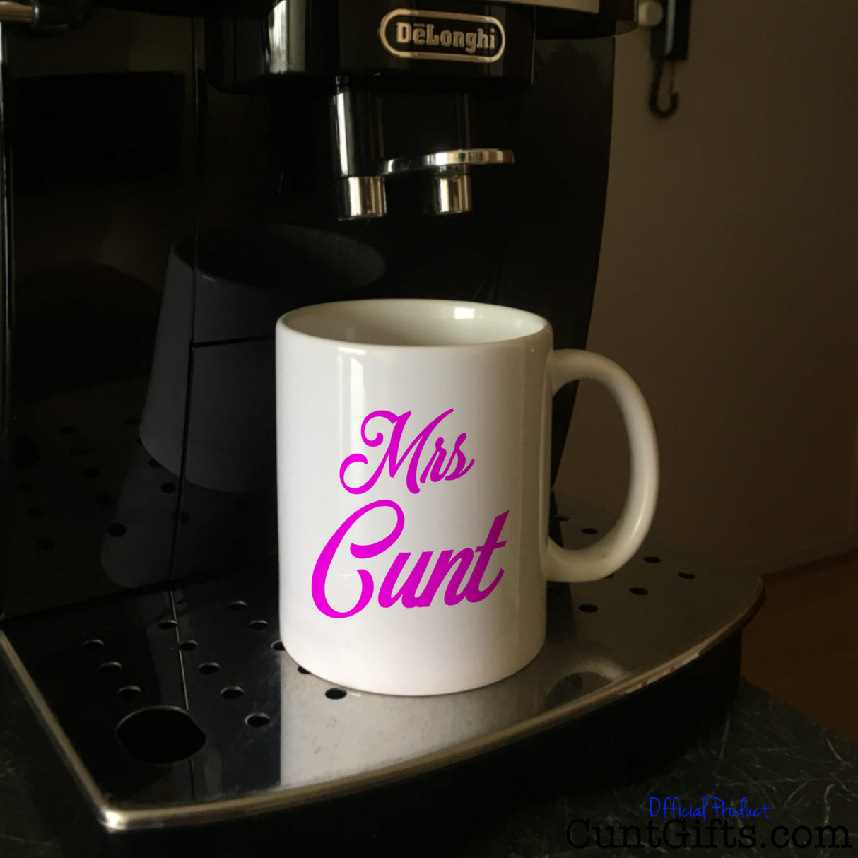 Mrs Cunt Mug on Coffee Table