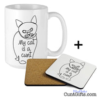 My Cat is a Cunt - Mug Drinks Coaster