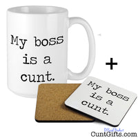My boss is a cunt Mug and drinks coaster
