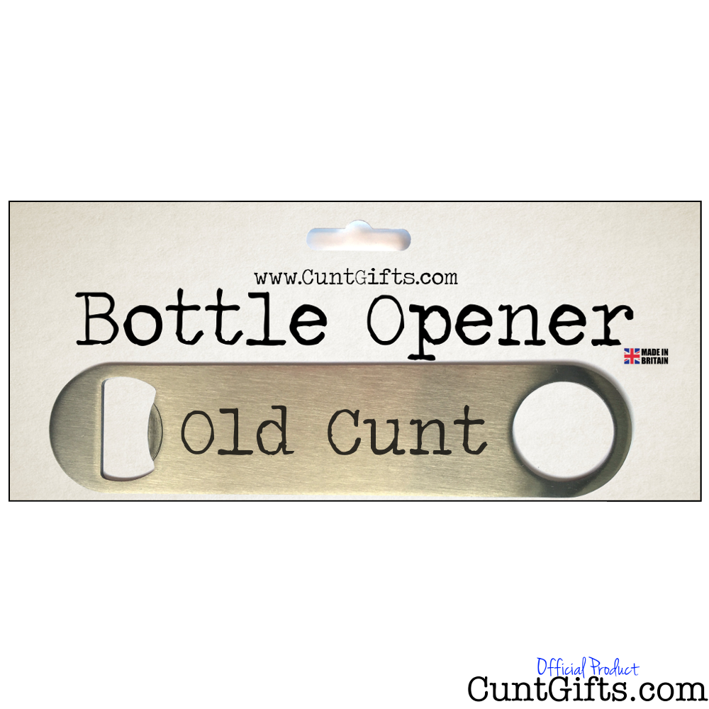 "Old Cunt" Bottle Opener in packaging