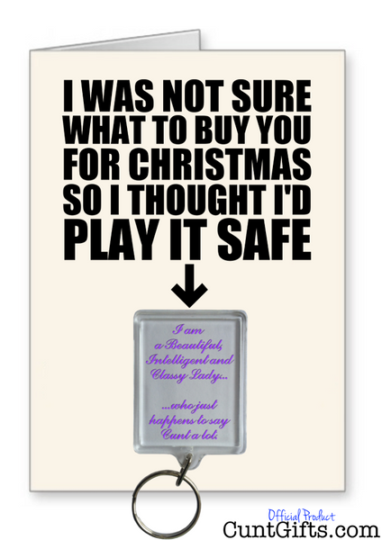 "Classy Lady Who Says Cunt" -  Christmas Card & Key Ring Combo