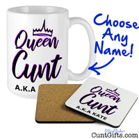 Queen Cunt Personalised Mug and Coaster