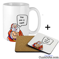 Santa says your a cunt - Mug and Drinks Coaster