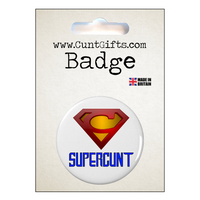 Supercunt Badge in Packaging