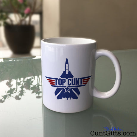 Top Cunt Mug on Glass Table