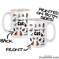 Types of Cats Cunt Mug showing both sides