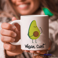 Vegan Cunt Avo - Mug held with a smile