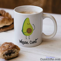 Vegan Cunt Avo - Mug with coffee and pastries