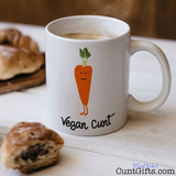 Vegan Cunt Carrot - Mug with coffee and pastries