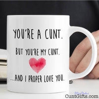 You're a cunt and I proper love you - Mug with man reading book
