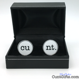 "cu" "nt." - cunt Cufflinks in White in Box