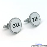 Cunt Cufflinks - White Round CU NT