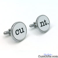 Cunt Cufflinks - White Round CU NT