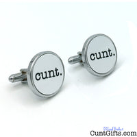 Cunt Cufflinks - White Round cunt