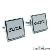 cunt - White Cufflinks Square unBoxed